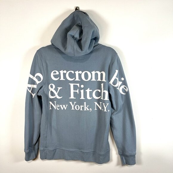 ABERCROMBIE & FITCH Soft AF Logo Crop Hoodie in‎ Light Blue Size Women’s Sz XS - Picture 1 of 9